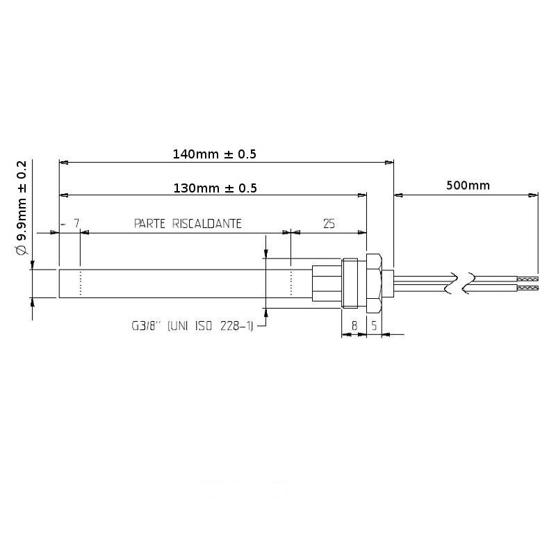 Resistenza accensione HT Ø9,9 per SB130MM raccordo 3/8 270W RECA62647