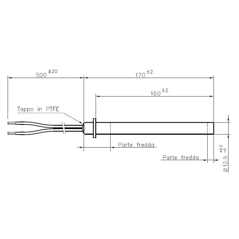 Resistenza accensione HT Ø12,5 per SB160MM con flangia 350W RECA62706