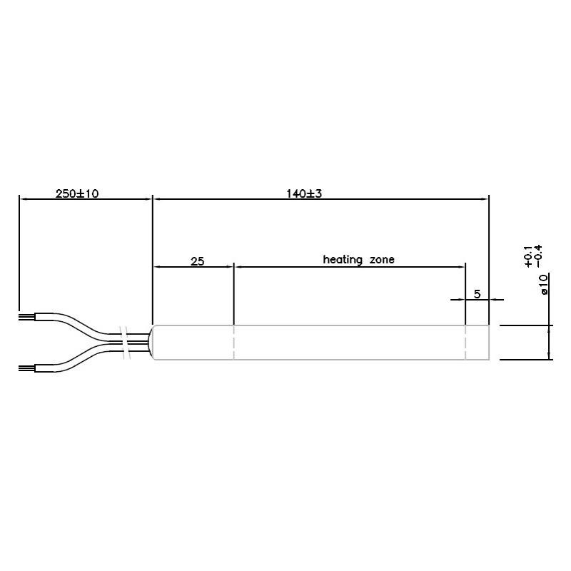 Resistenza accensione  Ø10 per 140MM totali con flangia 300W RECA72941