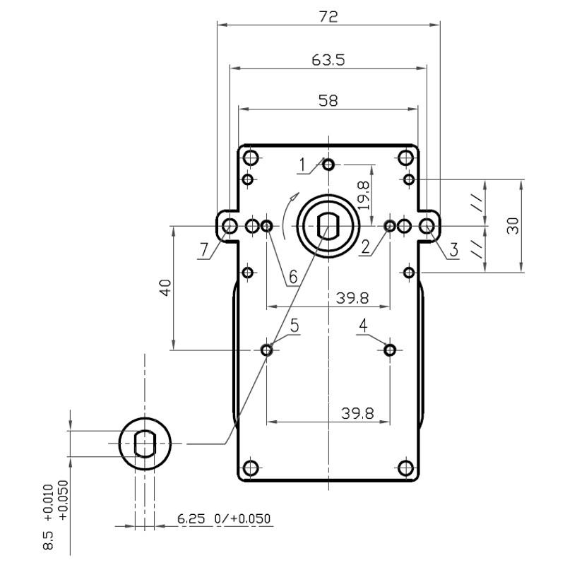 Motoriduttore Kenta 5 RPM albero cavo 8,5mm spinatura doppia K9117169