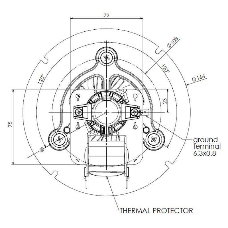 Estrattore fumi. Diametro 150mm, potenza 48W, 2220 RPM. Con Encoder CAF15Y-120S