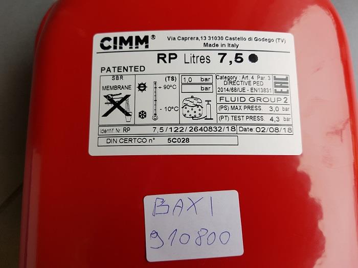 Vaso espansione compatibile Lt7,5 14x1 005629130-5629130 Baxi