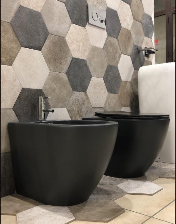 Set sanitari bagno filo muro a terra | Nero Opaco