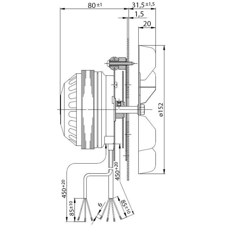 Estrattore, aspiratore fumi  EBM R2E150-AN91-63 per l’impiego in stufe a pellet 