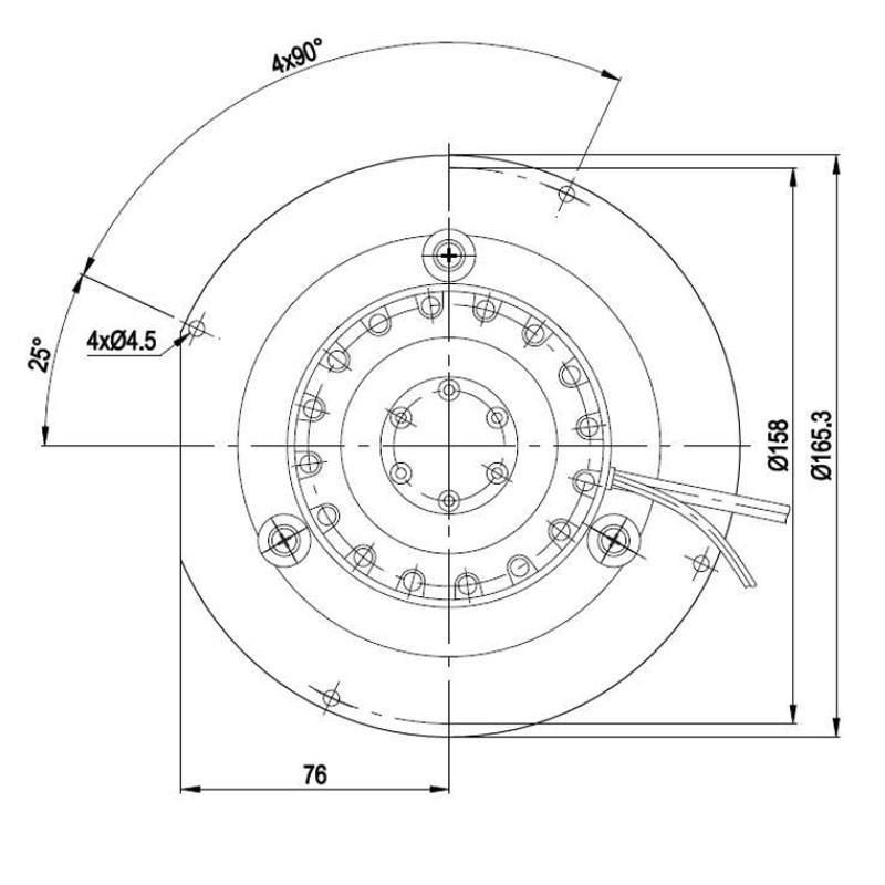 Estrattore, aspiratore fumi  EBM R2E150-AN91-63 per l’impiego in stufe a pellet 