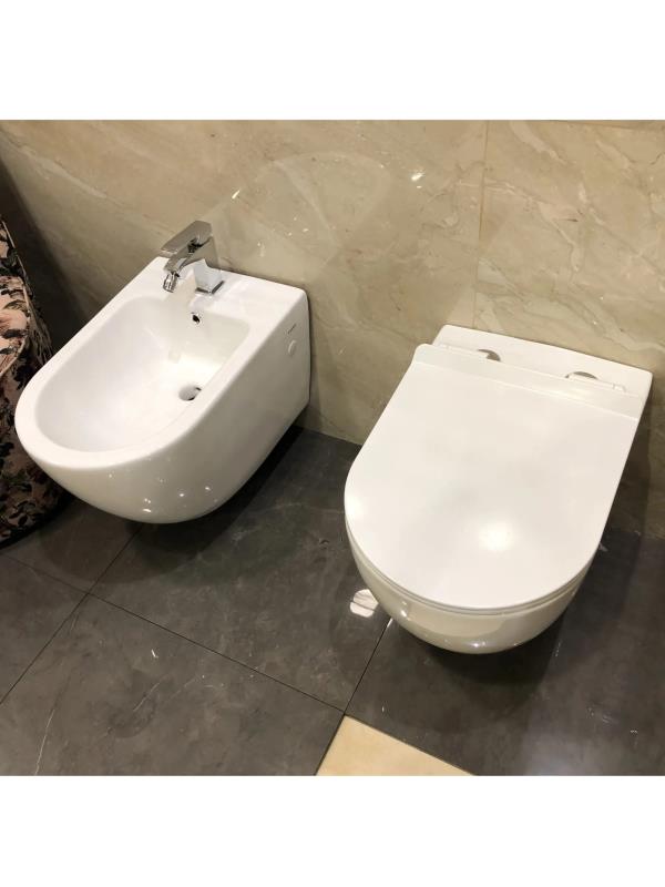 Coppia sanitari sospesi seduta soft-close versione tonda moderna