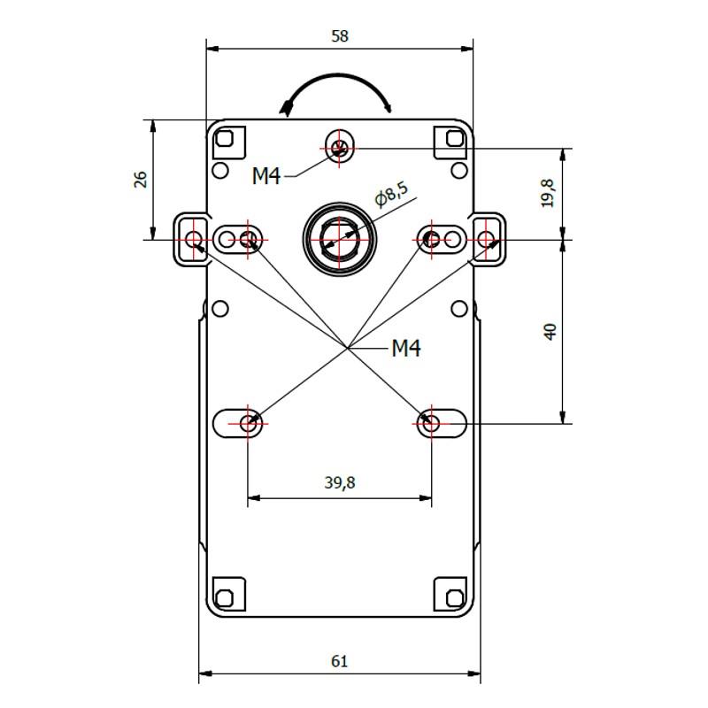 MOTORIDUTTORE k911- 24 V DC 20 RPM ALBERO M8 SX