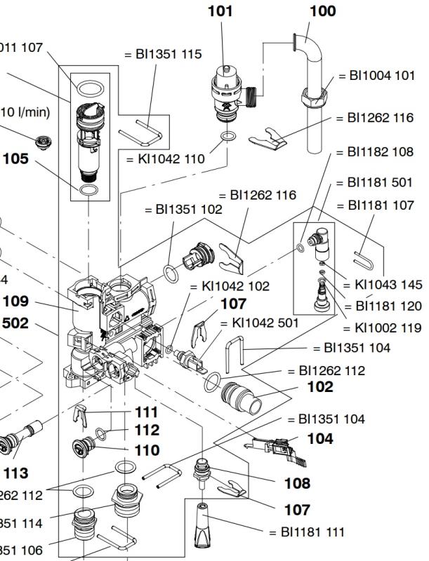 Kit gruppo ritorno bi+tappo BI1441502 originale Savio Biasi