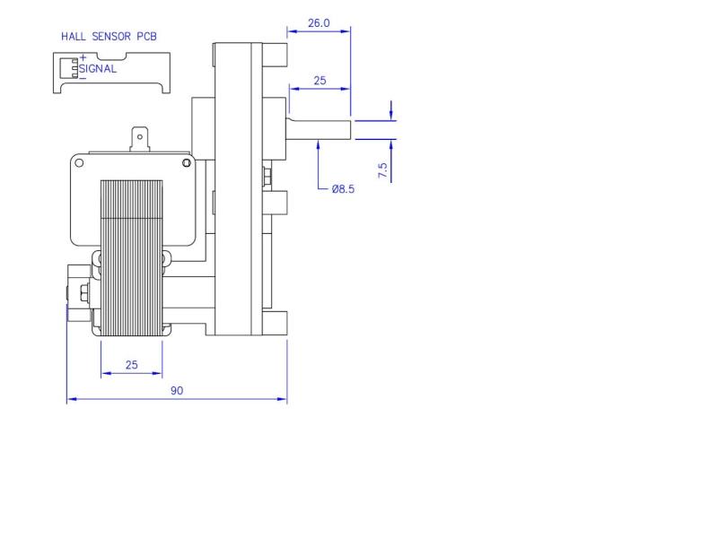 Motoriduttore Mellor T3 1,5 RPM albero 8,5mm con encoder FB1222