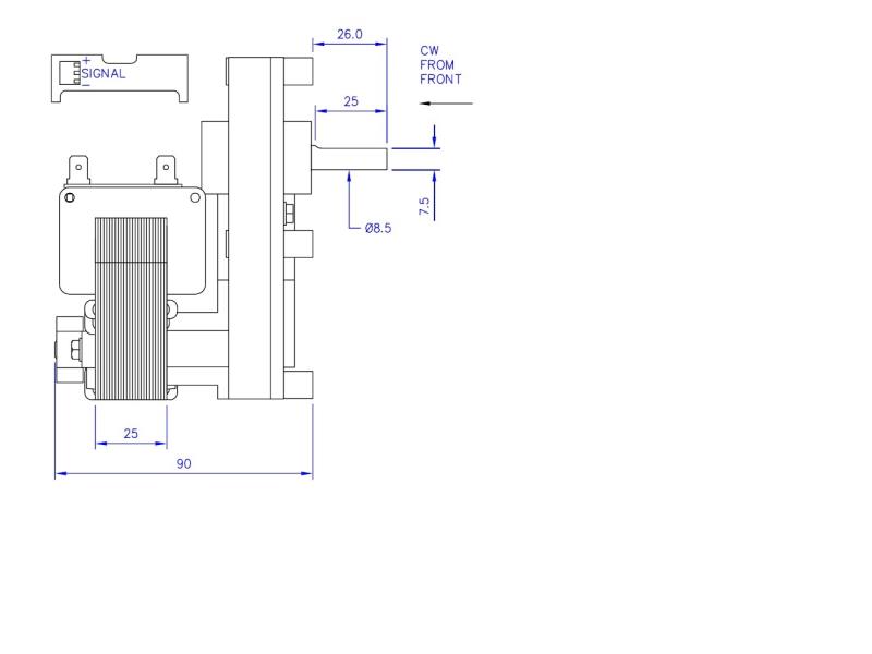 Motoriduttore Mellor T3 D. albero 8,5mm, pacco 25mm 220 V AC - 50/60Hz FB1324