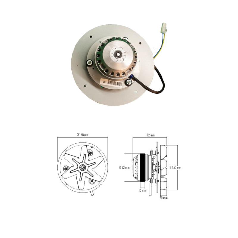 Estrattore fumi D.150 32W 1uf 2400rpm con cablaggio CAF15C-003S