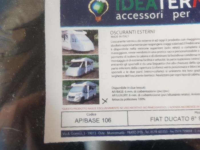 Oscurante Termico Esterno per Camper ducato 4-5-6 x 290 nuovo modello AP BASE 6m