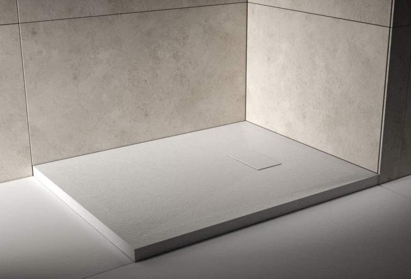 Piatto doccia 120x80 in vetroresina effetto pietra bianco | Scarico incluso