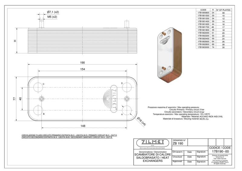 Scambiatore secondario 24 piastre Radiant Zilmet 17B1902400 ZB19024RAD