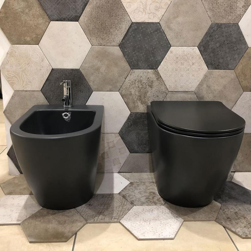 Set sanitari bagno filo muro a terra | Nero Opaco