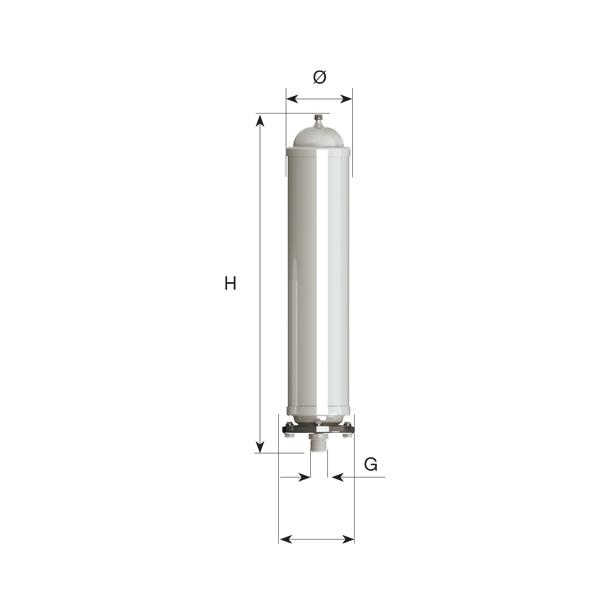 Vaso espansione cilindrico attacco 1/2 4lt sanitario Cimm Style d.90 h.655mm