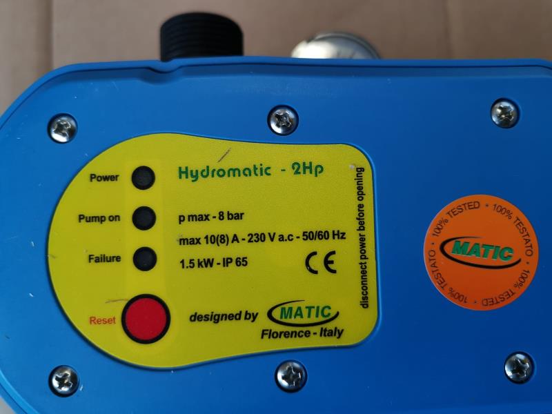 Presscontrol Hydromatic 2HP con regolazione e manometro brevetto italiano Matic