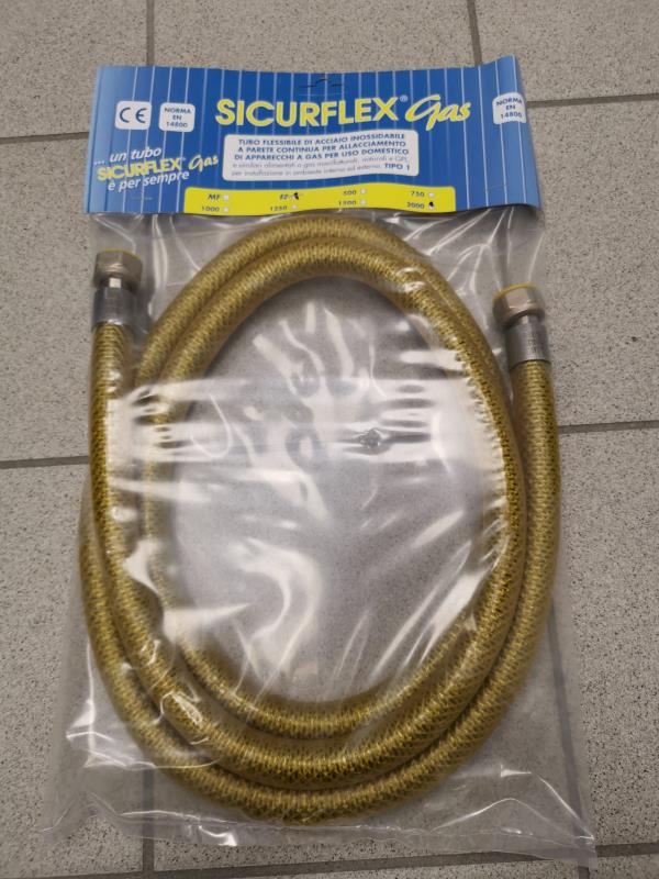 Tubo gas cucina rivestito 1/2FF x 2mt Inox 316 EN15266-2007