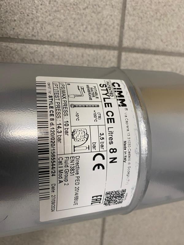 Vaso Style Lt.8 d.120 Baxi grigio JJJ003627211 ex.JJJ003627210 filetto da 1/2"