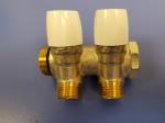 Collettore ottone 2 uscite con rubinetti acqua calda e fredda D.3/4