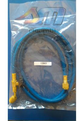 Frusta flessibile blu 1/4 x 1/4 - 45° SAE con rubinetto