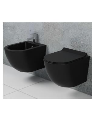 New Bent Black sanitari sospesi senza brida forma arrotondata Nero opaco