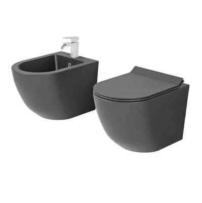 Coppia sanitari sospesi rimless nuovo grigio opaco