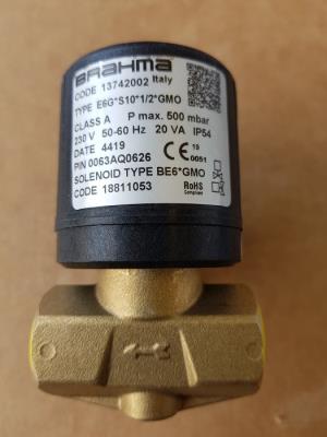 Valvola gas Brahma completa E6G S10 1/2 GMO 13742002 18811053 elettrovalvola 220