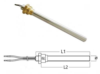 Resistenza accensione HT Ø 10 280W L1 160mm L2 150mm raccordo 3/8 RECA62655